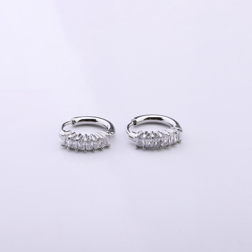 European American Inlaid Zirconia Stainless Steel Earrings: Elegant, Luxurious, Simple Design for Women