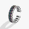 BFCLUB Silver Color Unique Design Colorful Blue Stone Ring For Women Jewelry Finger Adjustable Open Ring For Party Birthday Gift