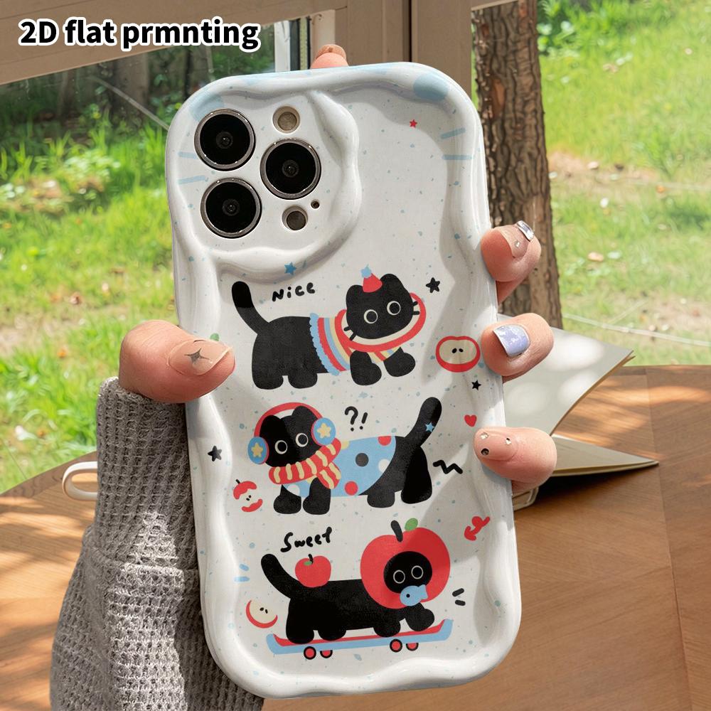 Phone Case: 2D Flat Design Suitable for iPhone 18 17 16 15 14 13 Pro Protective Case, Apple Little Black Cat, Perfect Christmas and Halloween Holiday