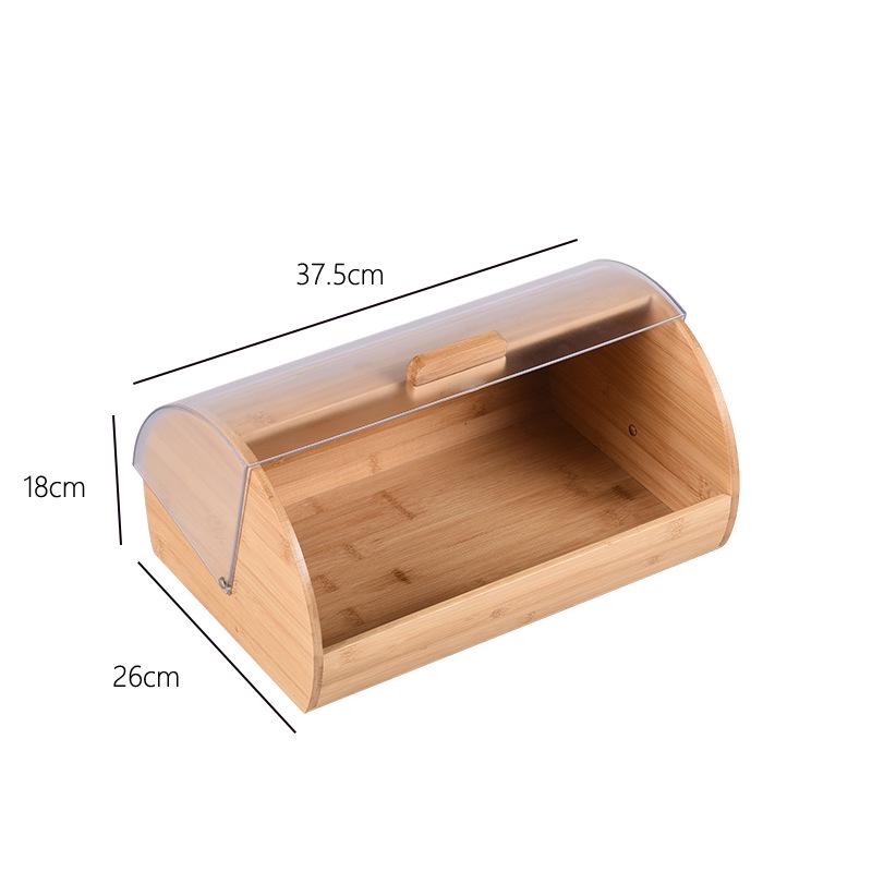 Boîte à pain en bambou avec motif - Petit rangement pour gâteaux, façade en acrylique