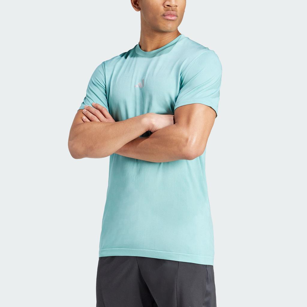 Adidas Gym+ Training Seamless T-Shirt Quick-Drying Short Sleeve Round Neck T-Shirt Men Tops Light-Mint IW5889