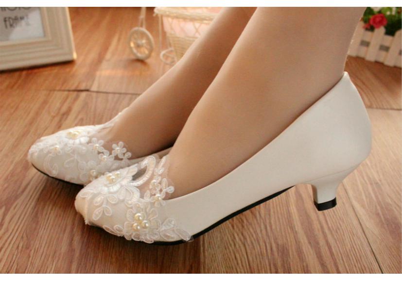Zapatos de Boda de Encaje Blanco Plano - Talla Grande, Zapatos para Dama de Honor y Novia, Boca Baja, Zapatos Planos de PU para Mujer