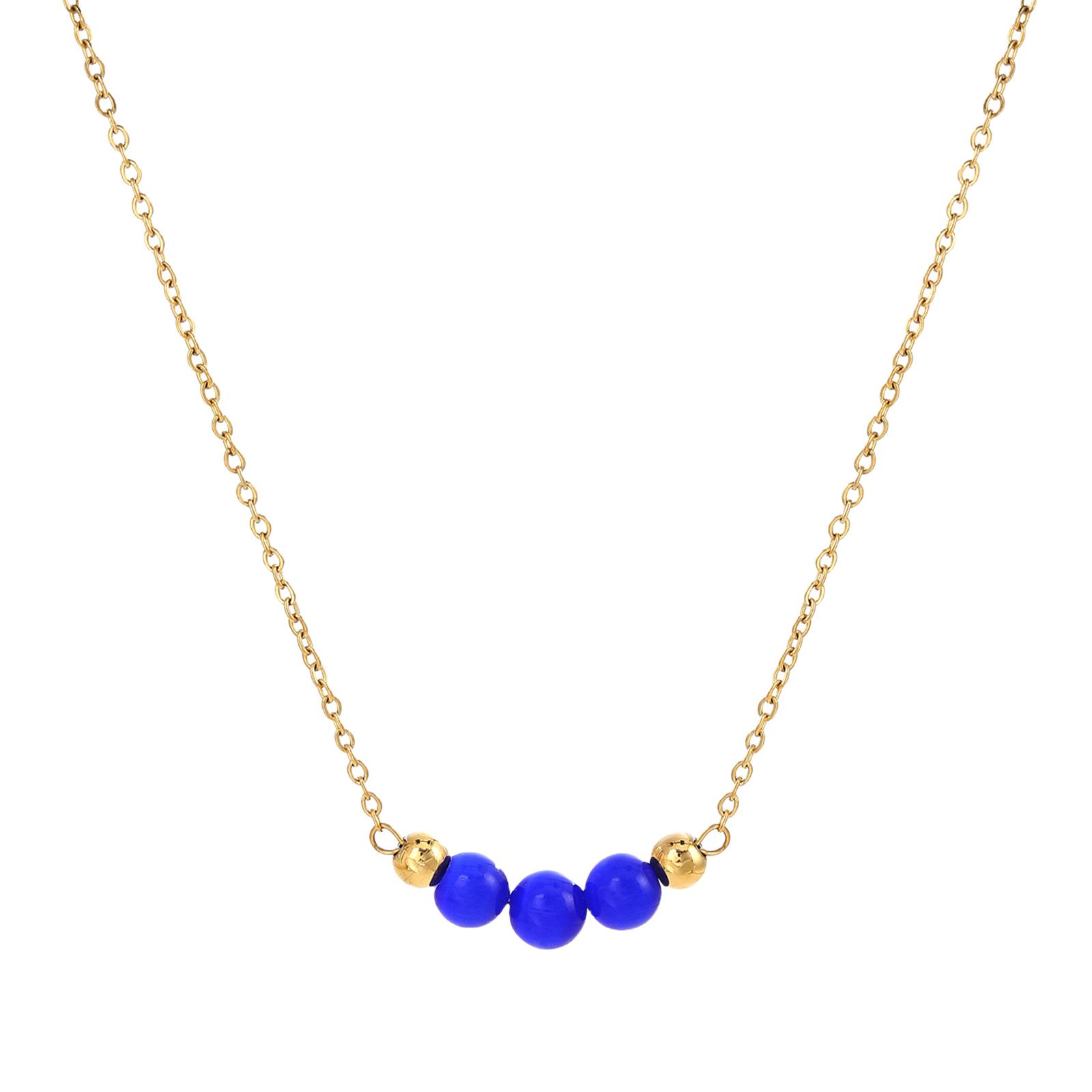

Adjustable Chain Necklace with Genuine Stone Fashionable Neck Jewelry Beads Necklace for Women Seeking Individuality синій