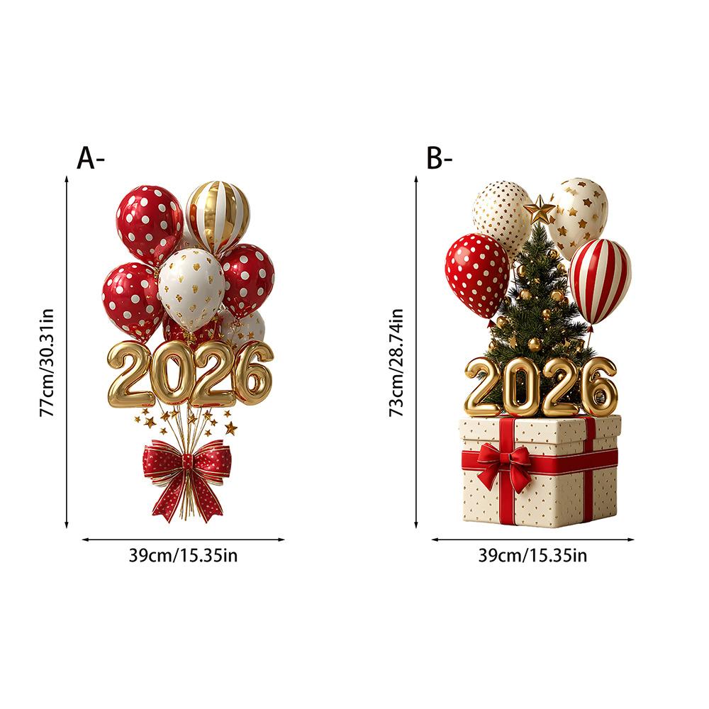 Elevate Your New Year Ambiance with 2026 Themed Window Decorations, Balloons, Gift Box, Foil Numbers, Ideal for Festive Displays
