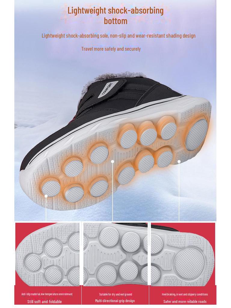 Men's High Top Waterproof Winter Boots with Velvet Lining - Soft Sole, Warm Snow Shoes for Elderly & Dad.