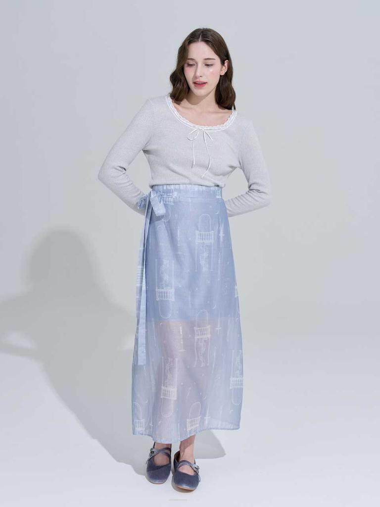 FREEANG See-Through Long Skirt