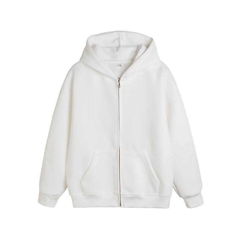 Mens Oversized Hooded Zip-Up Fleece Sweatshirt Winter Streetwear Loose Fit Long Sleeve Pullover
