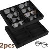 2Pcs Glasses Organizer Velvet 8 Slot Sunglasses Tray Watch Storage Stackable Jewelry Showcase Eyewear Display Tray for Drawer