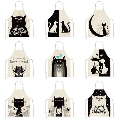 Nordic Cat Linen-Style Sleeveless Kitchen Apron