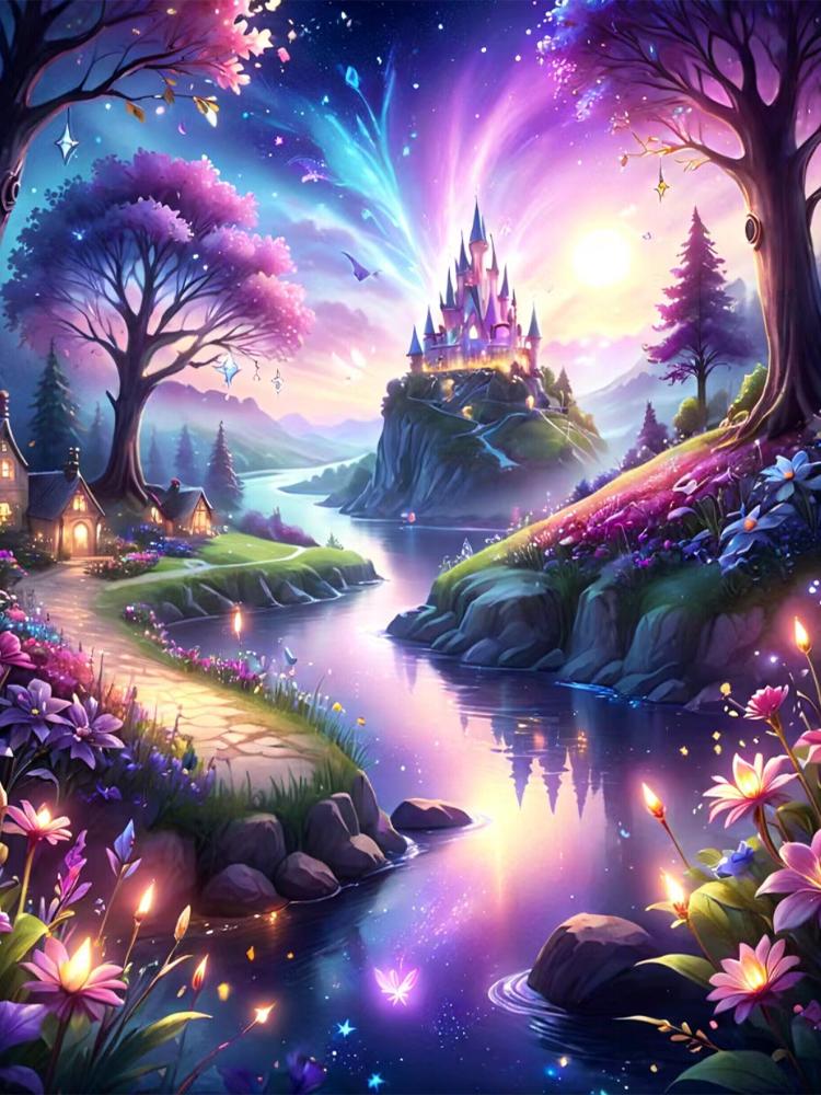 Diamant-Kunstsammlung im chinesischen Stil, Berg-Wasserfall-Landschaft, Kunst, 5D-Diamant-Stickerei, Mosaik, Heimdekoration, Kreuzstickerei