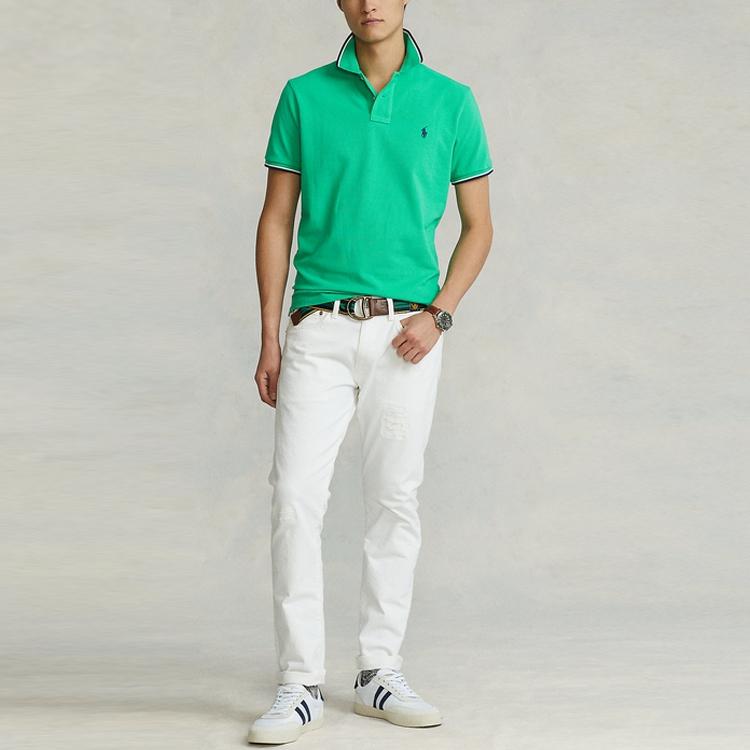 Polo Ralph Lauren Solid Color Mesh Short Sleeve Polo Shirt Men Tops Green MNPOKNI1N821724-300