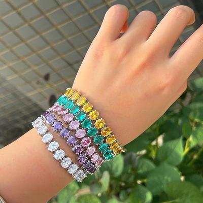 CMM Hohe Qualität, mehrere Farboptionen, AAA-Zirkonia, silbrig, Damenschmuck, Tennisarmband für Damen