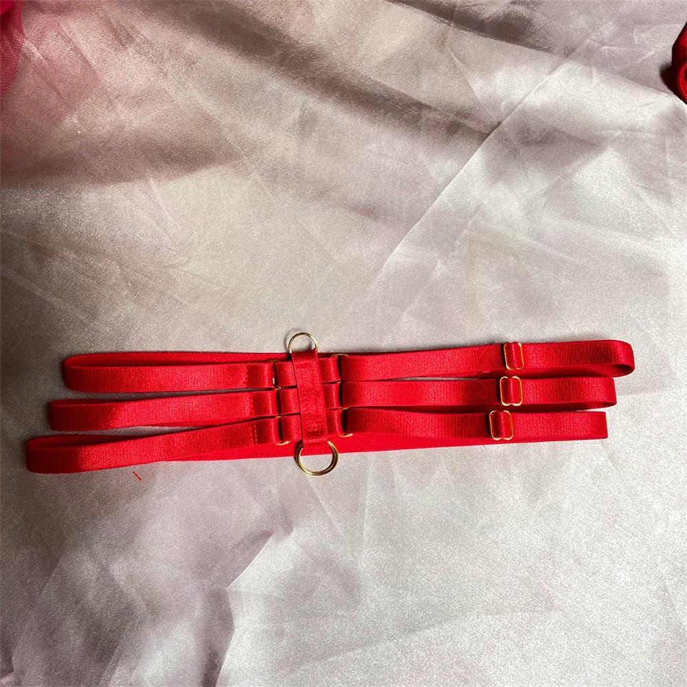 Aduloty Summer Women's Sexy Lingerie Underwire Bra Lace Stitching Garter Leg Ring Thin Section Temptation Erotic Underwear Set