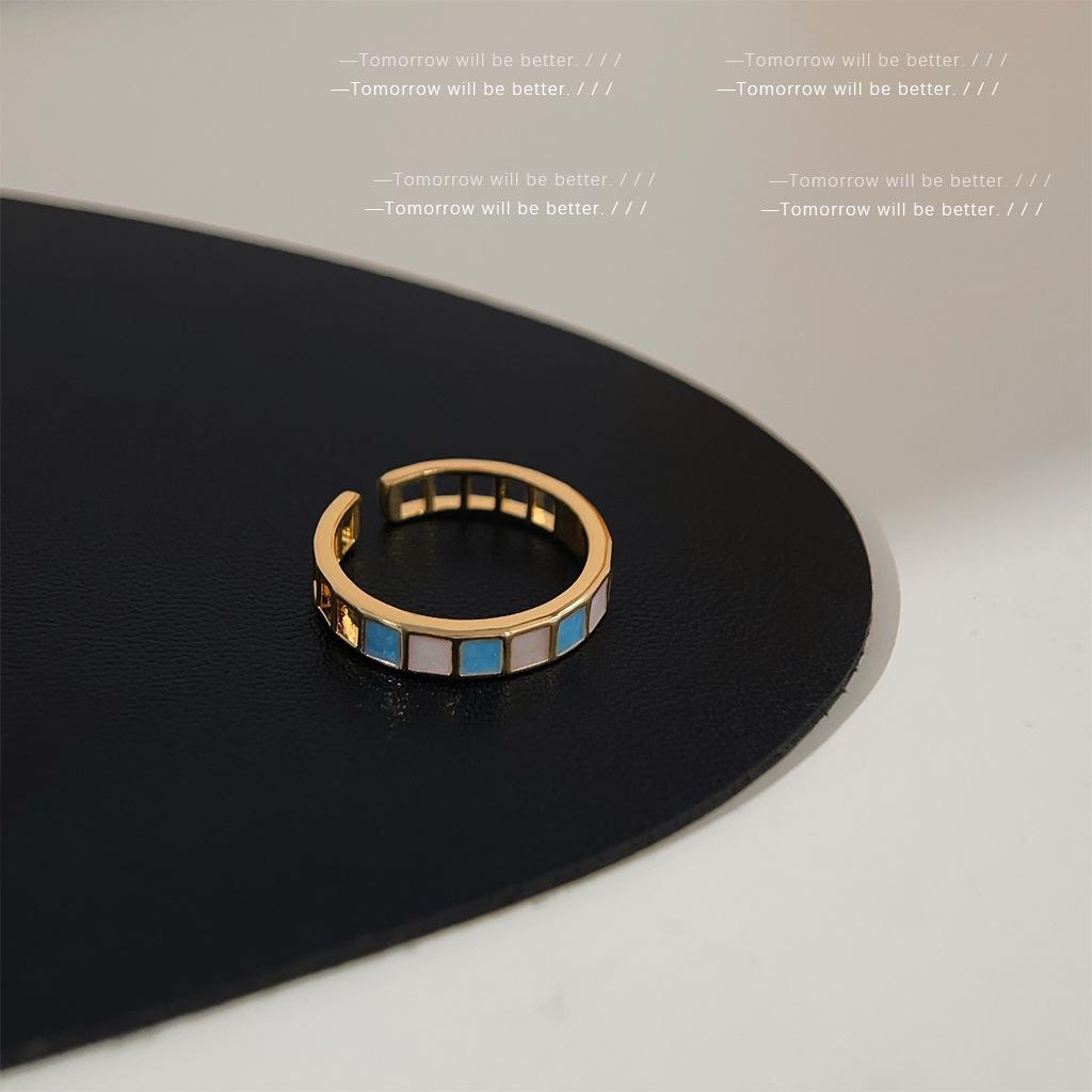 

Ретро Цветной Блок Регулируемое Кольцо с Масляной Каплей - Модное Нишевое Кольцо на Палец Открытого Дизайна