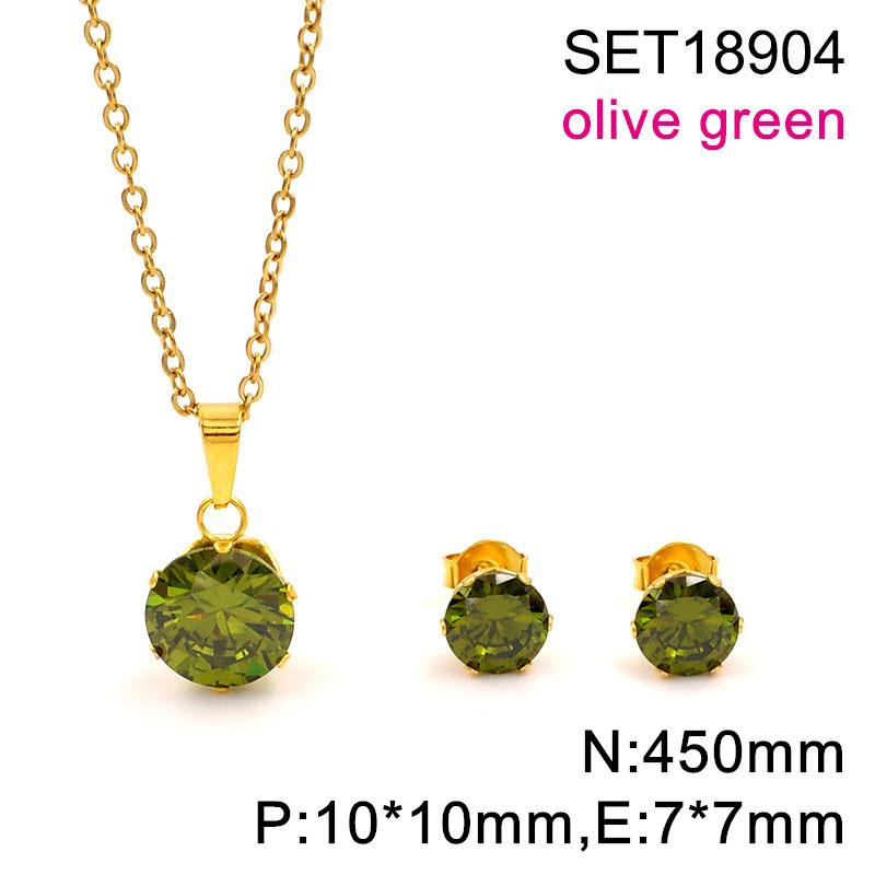 Popular in Europe and The United States, Round Color Zircon Titanium Steel Set, Versatile Exquisite Women's Collarbone Chain Earrings, Versatile 2026