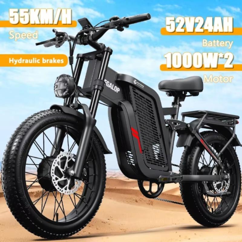 2025 Nové F7 2000W vysoce výkonné duální motor 52V 24AH Elektrické kolo 20 palcové Tlusté pneumatiky Hydraulická olejová brzda Dvojité tlumení nárazů