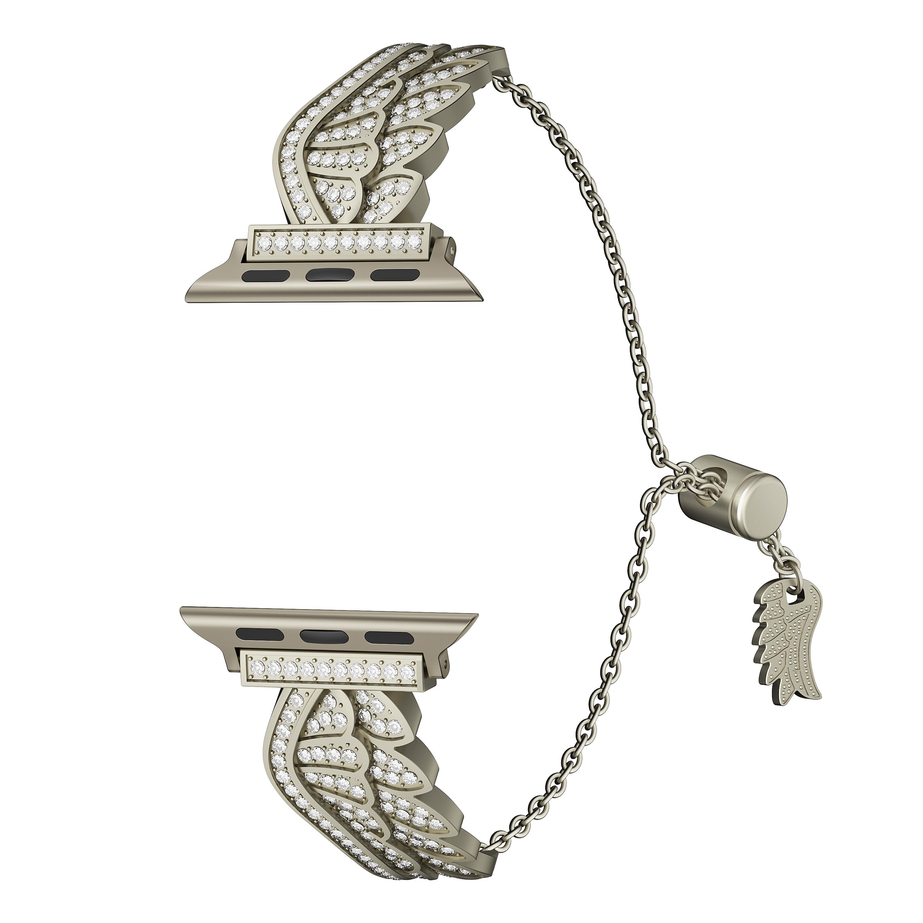 

Rhinestones Wing Design Strap for Apple Watch Series 10 42mm/9 8 7 41mm/6 5 4 SE (2022) SE (2023) SE 40mm/3 2 1 38mm Alloy Bracelet Starlight