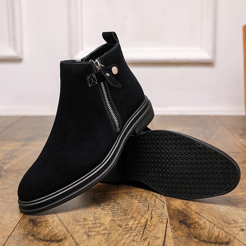Zipper Chelsea Boots British Style Suede Autumn and Winter New Matte Flow Short Boots Martin Boots