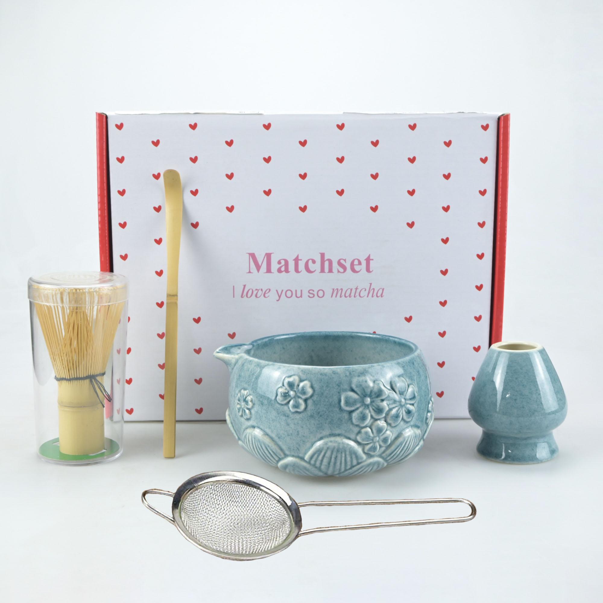 

5pcs/set of Floral Matcha Tools, including Floral Matcha Bowl, Tea Stand, Tea Whisk, Tea Paddle, Suitable For Gift Giving