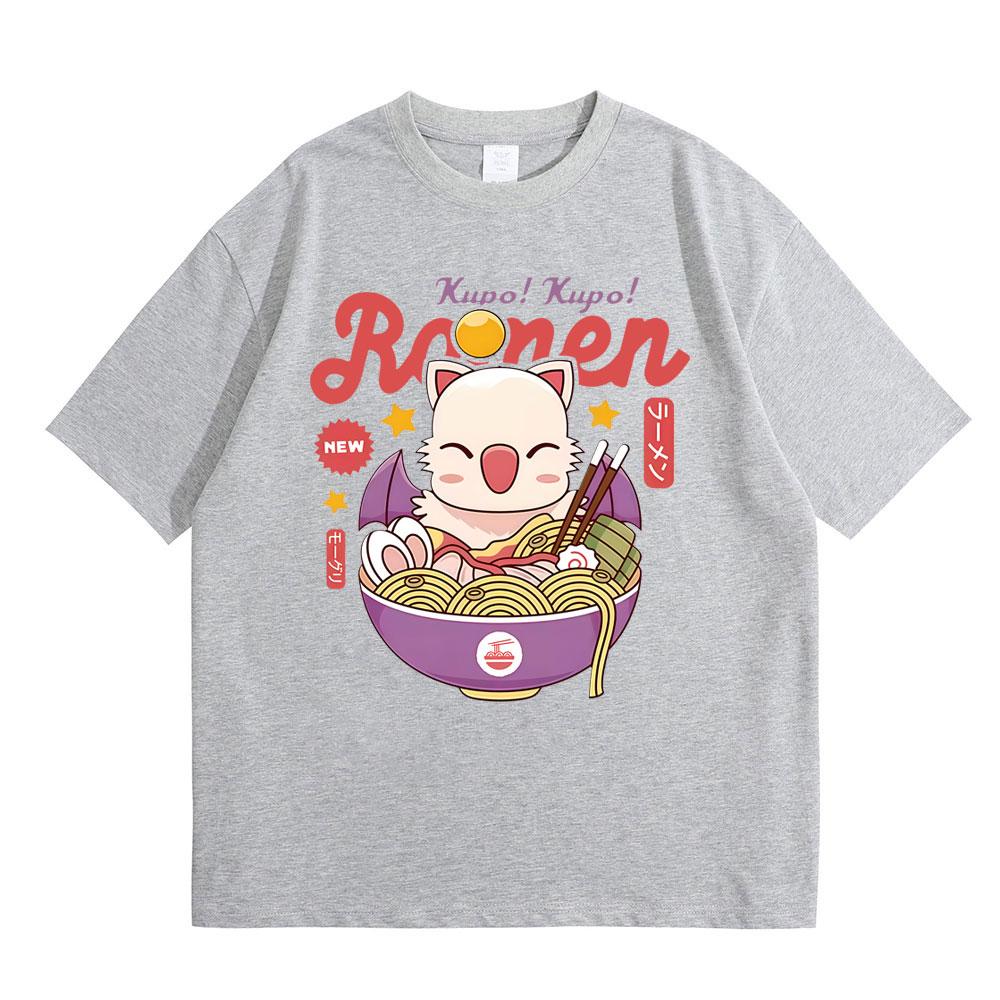 Game FINAL FANTASY XIV Merch Tshirt Funny Moogle Kupo Ramen Graphic Tshirts Men Women Casual Oversized Vintage Cotton Tshirts