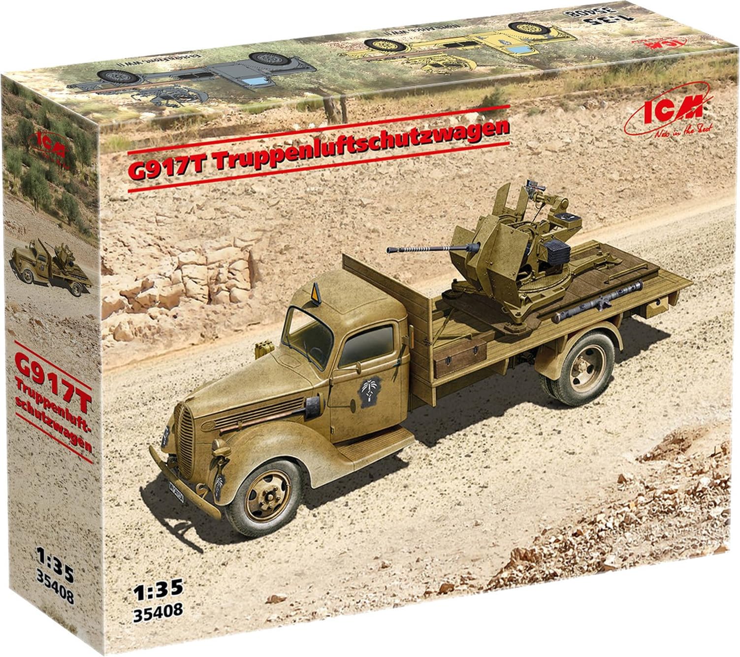 

ICM scale German G917T 2cm Flak 38 Cannon Model Kit 1/35 Anti-Aircraft (35408) (Combat Vehicle)