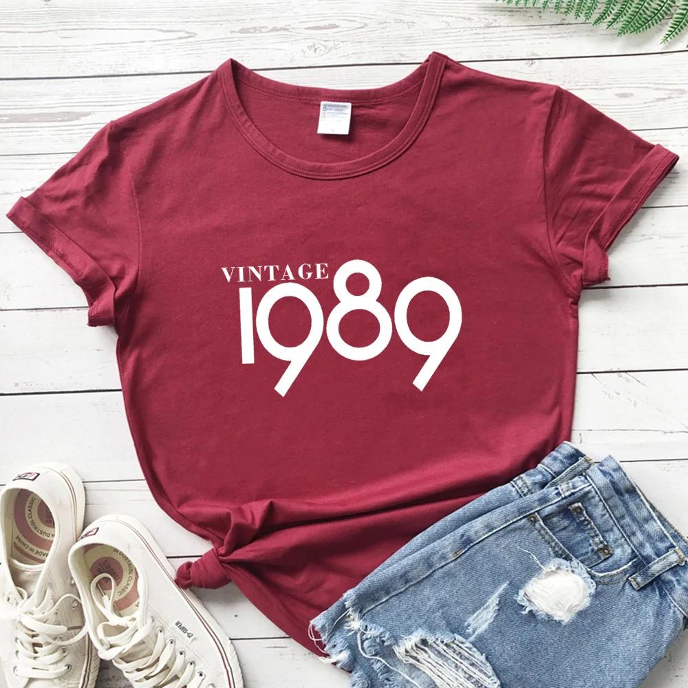 Vintage 1989 Letter Print Women T Shirt Short Sleeve O Neck Loose Women Tshirt Ladies Tee Shirt Clothes Camisetas Mujer