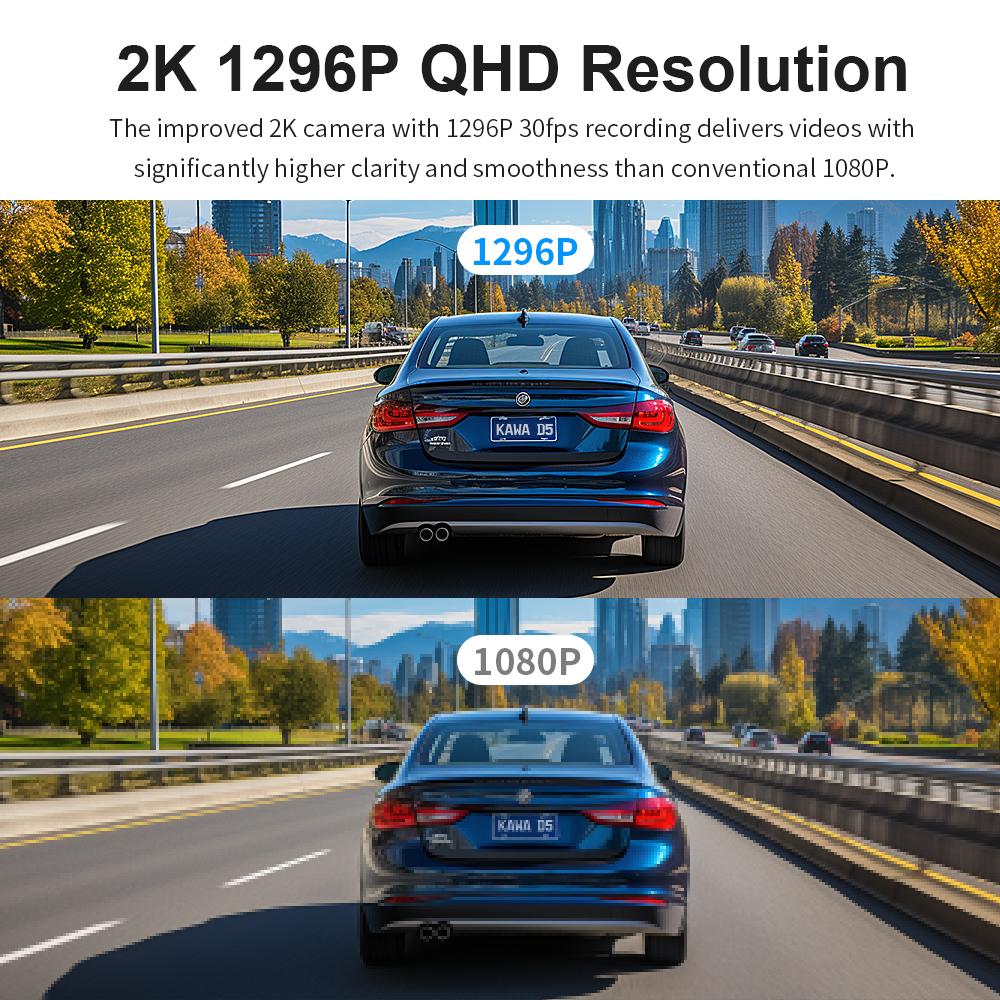 KAWA Dashcam Vorne 1296P, Sprachsteuerung, WiFi Dashcam mit WDR Nachtsicht, 360° drehbarer Körper, 145° Weitwinkel, G-Sensor, D5