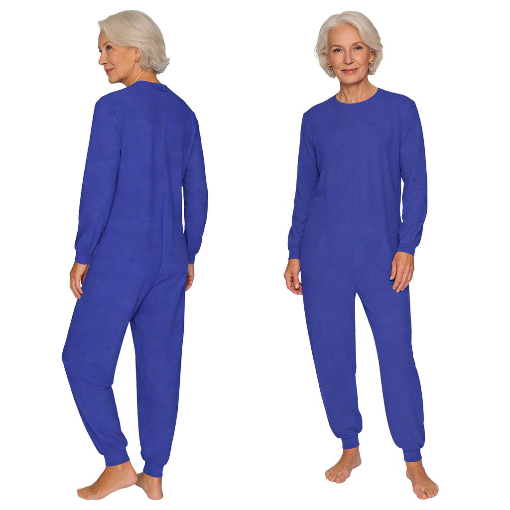 Unisex Yaşlı Anti Strip Adaptif Tulum Bisiklet Yaka Uzun Kollu Arka Fermuarlı Uzun Pantolon Tek Parça Tulumlar