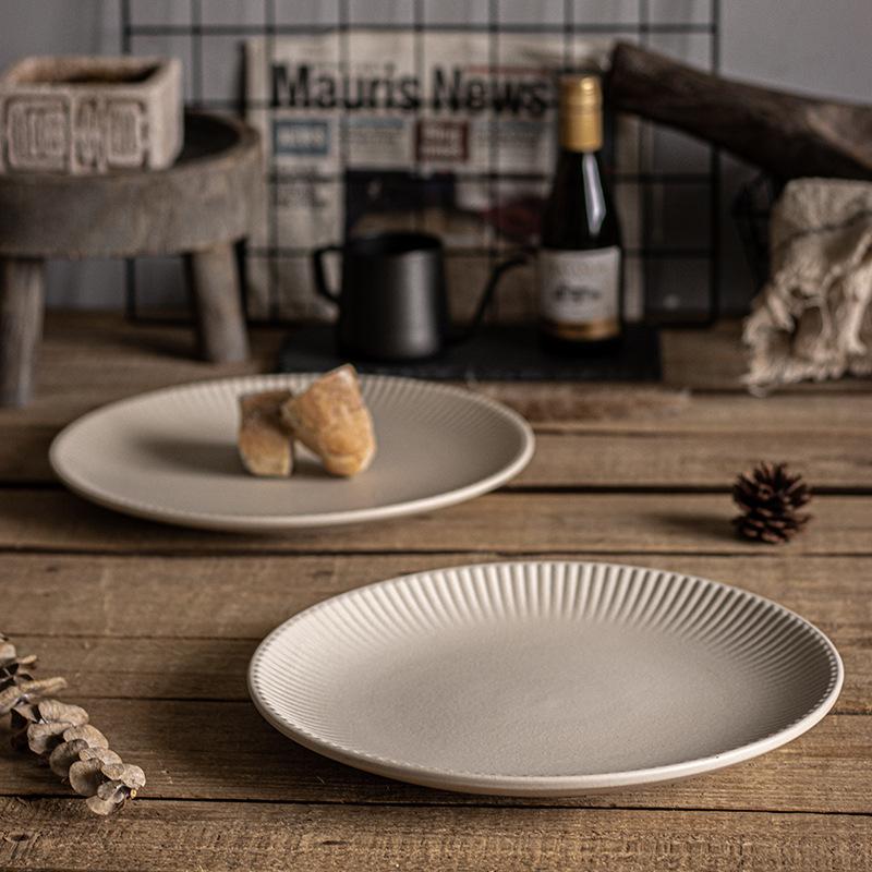 Owner'S Own Large-Inch Vertical Relief Western Food Plate Household Plate Vegetable Plate Pasta Plate Restaurant Plate Steak Plate
