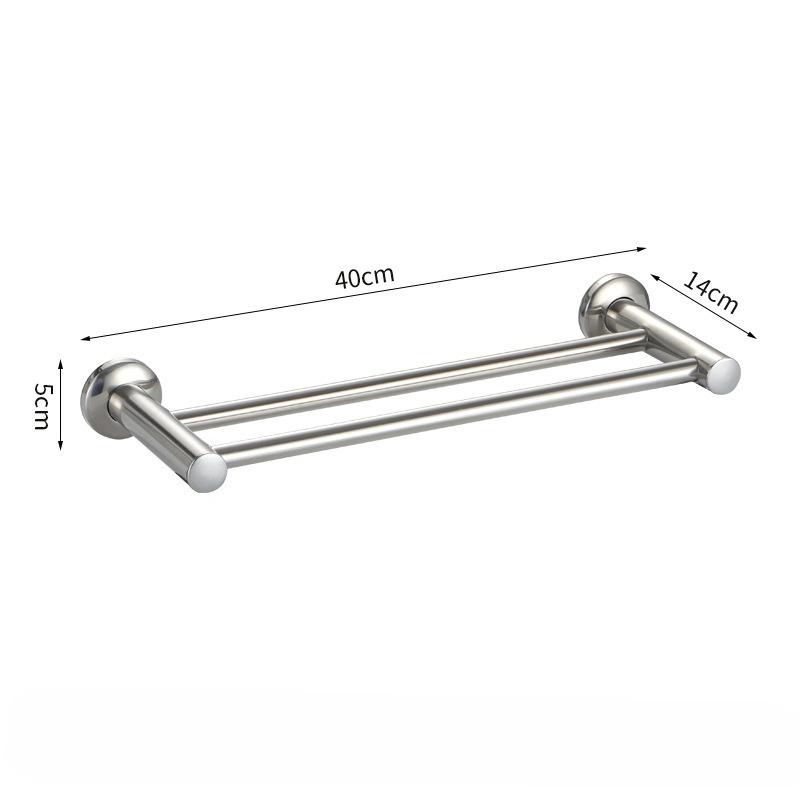 Stainless Steel Stainless Steel Double Towel Bar Wall Mounted Towel Rack Shelf Brushed Bathroom Towel Holder Accessories
