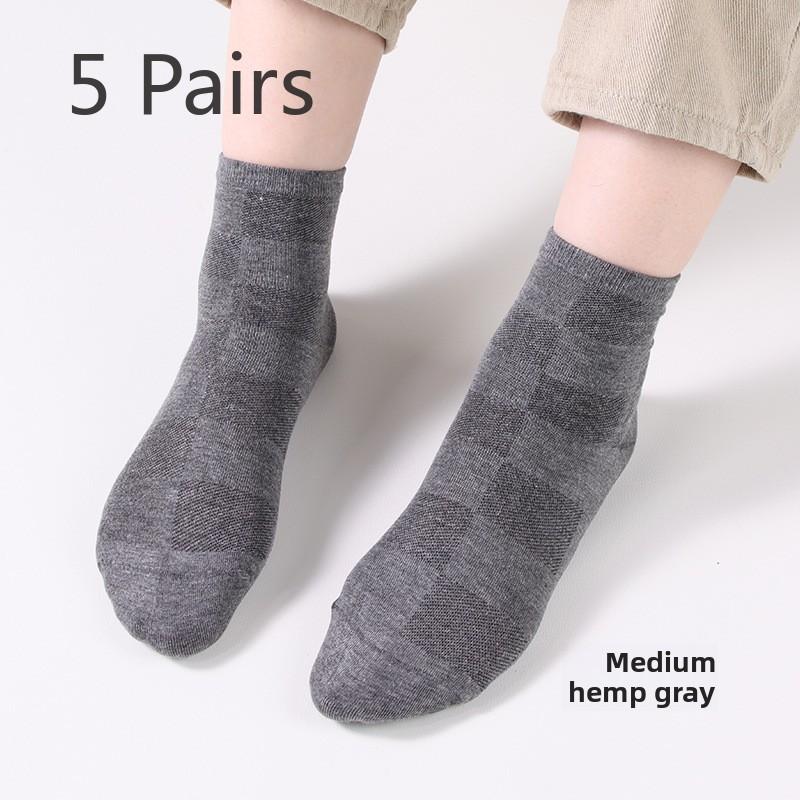 

5 пар мужских весенних деловых носков, впитывающих пот, носки средней длины серый