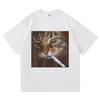 Divertente Gatto Che Fuma Sigaretta Meme Maglietta Moda Abbigliamento Donna Vintage Harajuku Vestiti T-shirt Harajuku Manica Corta Casual