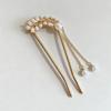 Vintage Pearl Tassel Hairpin for Women, Gold Plated Wheat Leaf Hair Stick, Elegant Chinese Style Hair Accessory for Hanfu & Daily Wear