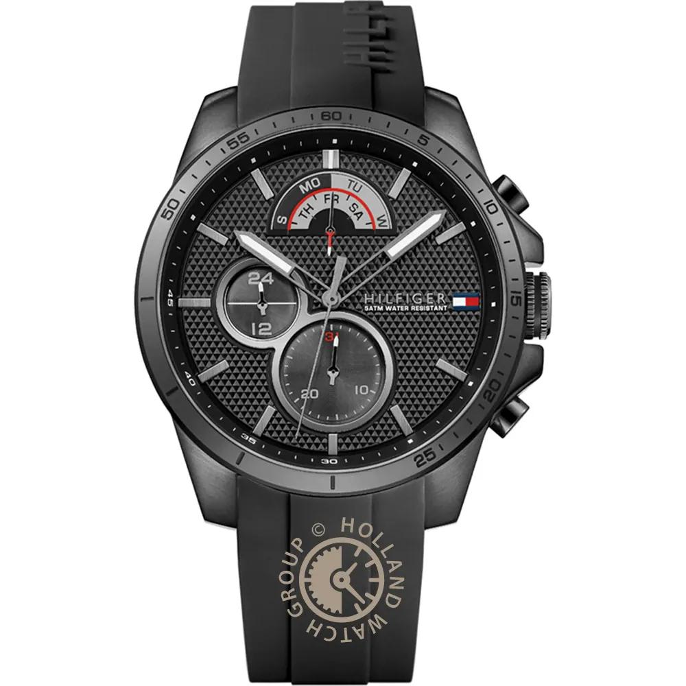 

Tommy Hilfiger Decker Black Dial Black Silicone/Rubber Gents Quartz Watch 1791352 чёрный
