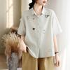 DIMANAF 2026 Women Plus Size New Summer Blouse Shirt Short Sleeve Print Floral Casual Loose Cotton Lady Tops Shirts