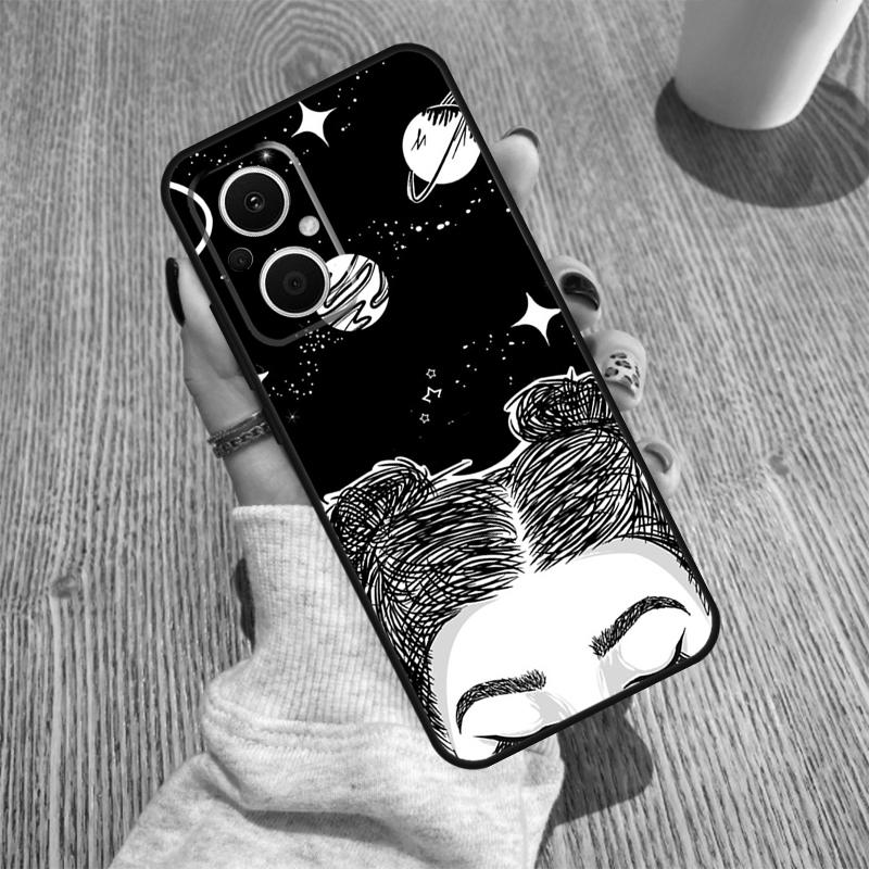 Black Aesthetic Skeleton Digital Art Funda For OPPO Reno 10 11 12 13 14 Pro 14F 13F 12F 11F 7 8 Lite OPPO Find X5 X8 X9 Pro Case