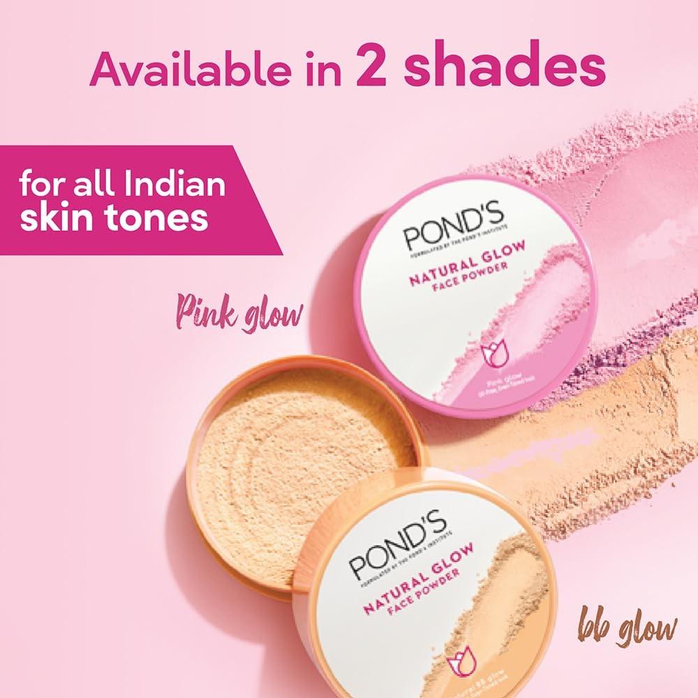POND's Natural Glow Matte Face Powder Pink Glow 30g For Even Skin Tone & Oil Control, Covers Dark Spots, Silky Finish