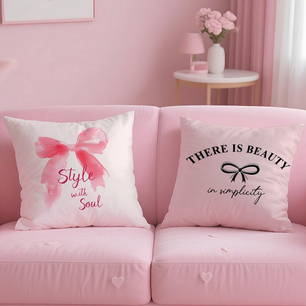 classic theme Bow Cushion Cover Soft  EasyWash Pillow Case  Versatile for Couch Bed Travel and Office