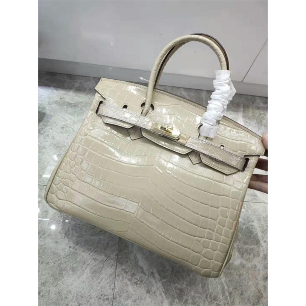 FD64102940 Herbst und Winter neue Platin Macaron Serie Krokodilmuster tragbare Schulter Rindsleder Tasche 25CM