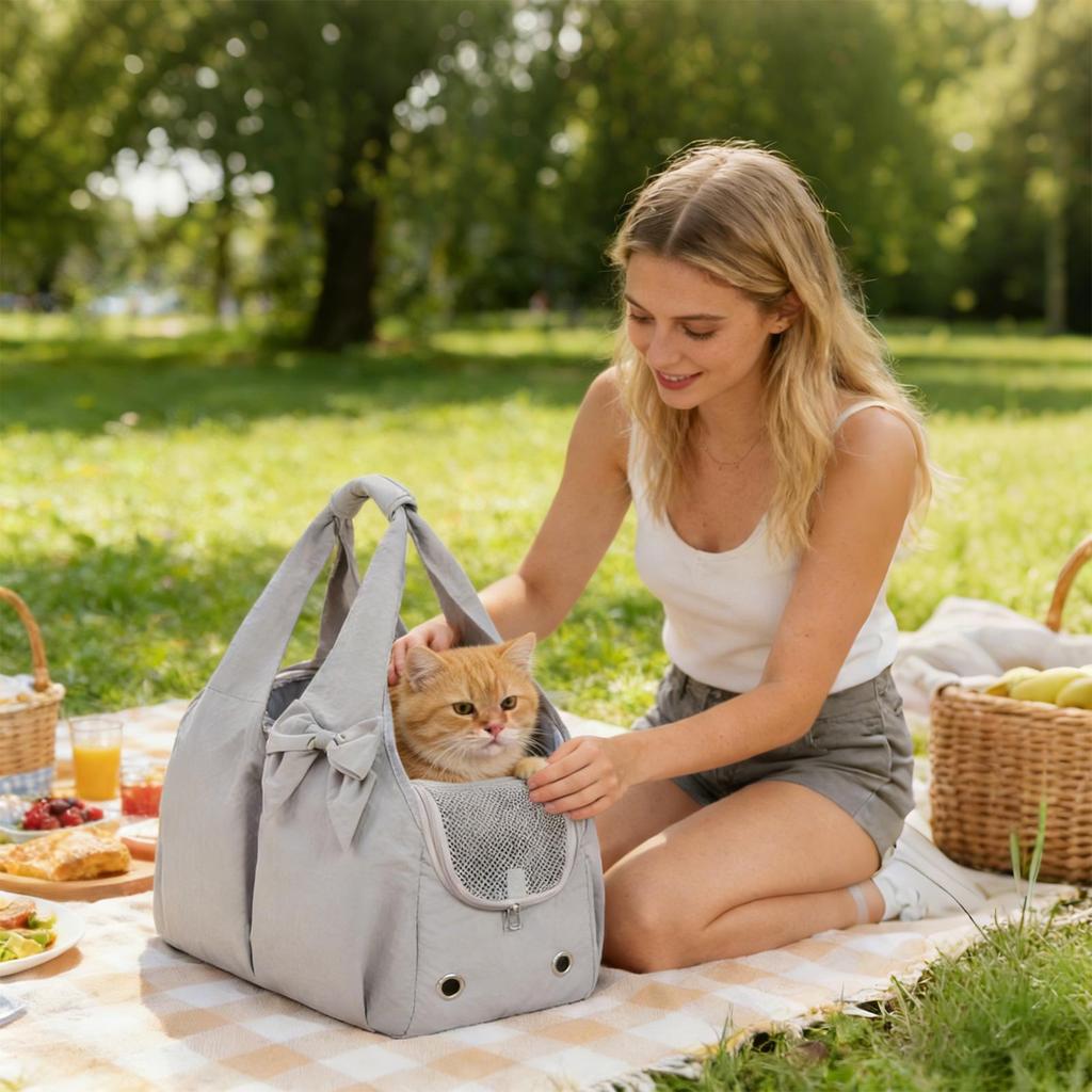 Dog Purse Carrier Lightweight Safety Mesh Window Bag With Side Pockets Dog Carrier Bag For Car Travel Hiking Bike Motorcycle