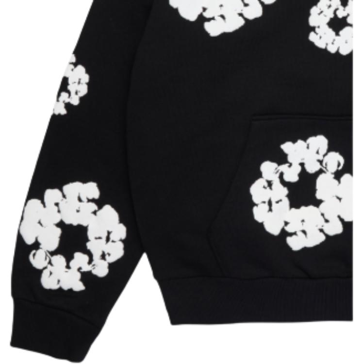 Denim Tears Cotton Wreath Hoodie Black Unisex Tops AOTHD1303BLK