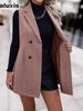Women's Elegant Vest Autumn Winter New Fashion Blazer Sleeveless Jacket