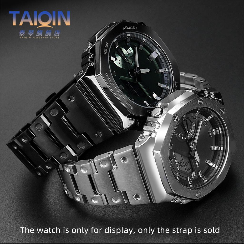 16 mm roestvrijstalen horlogeband voor Casio G-SHOCK GBM-2100/GM-2100/GA-2100 Ga2100 metalen achthoekige armband vervangende horlogeband