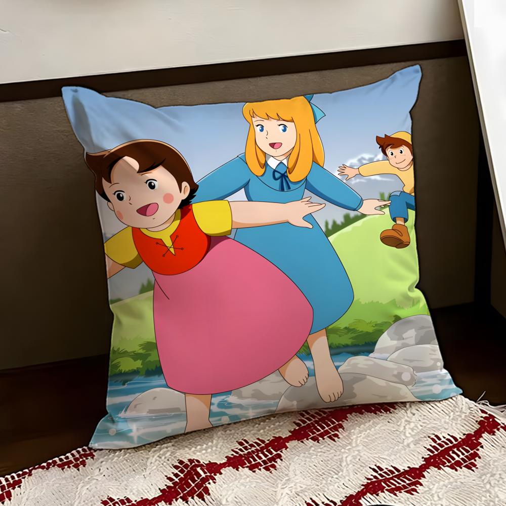 Cute HHeidi Girl of the AAlps Cushion Cover Reversible Soft Durable Pillow Cover Home  Car MultiScene Use for Daily Comfort
