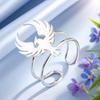 Dawapara Phoenix Ring Adjustable Open Finger Ring Mythical Bird Animal Totem Protection Amuet Stainless Steel Jewelry