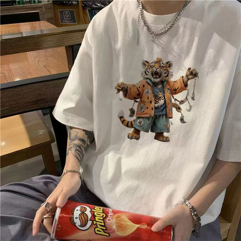 Summer new boys handsome short-sleeved t-shirt pure cotton loose round neck casual t-shirt top