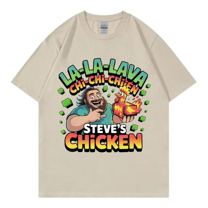 Steve's Lava Chicken Graphic T Shirts Men Women Casual Loose Short Sleeve T-shirt Harajuku Cartoon Oversized T-shirts Streetwear