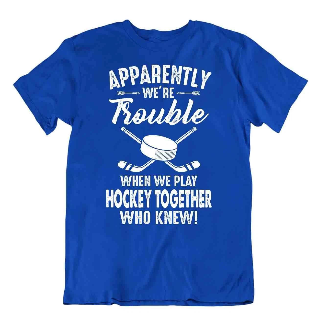 Hockey Sport Tshirt Tee Cool Gift Vintage Cute Funny Classic Skates Goal Trouble M