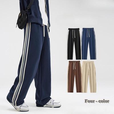 Spring Men's New Striped Wide Leg Casual Trousers