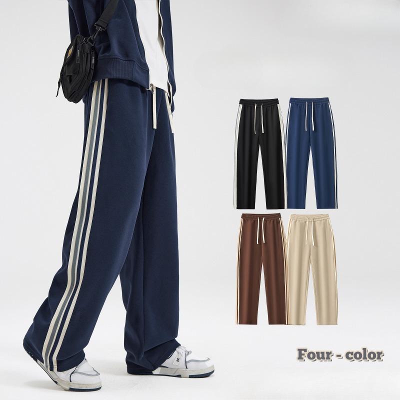 Spring Men's New Striped Wide Leg Casual Trousers